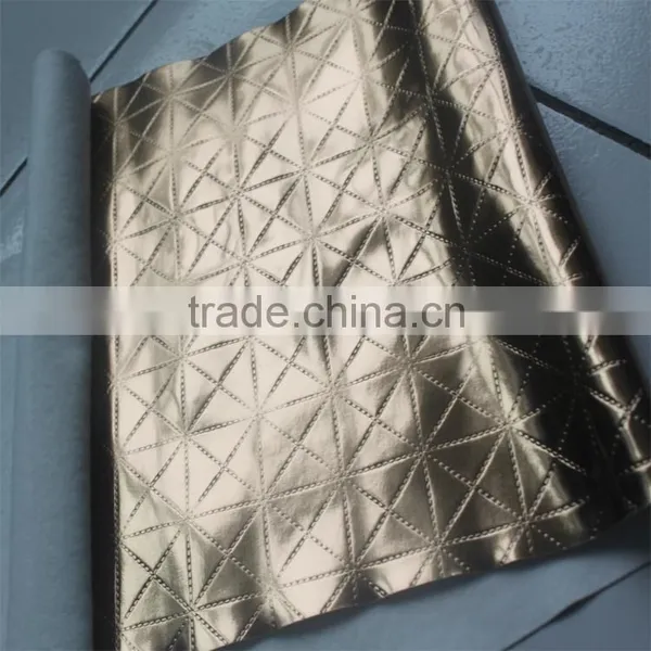 Golden Textile Pvc Leather Fabric for Sofa Upholstery and Decorative With Knitted Back Fabrics