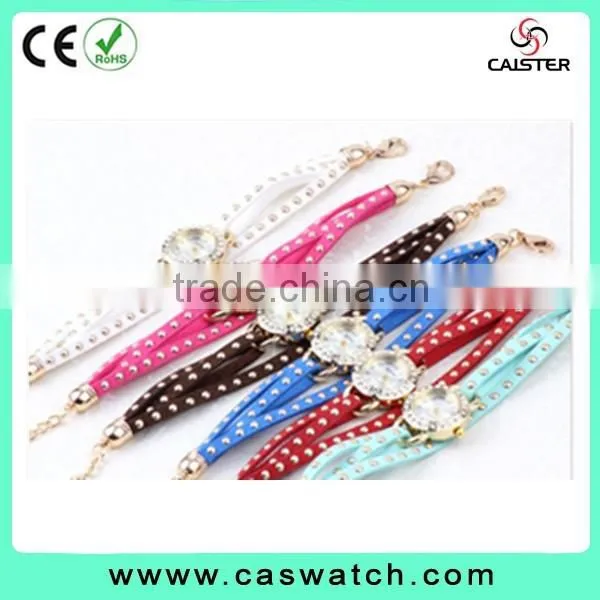 2016 Stylish Bracelet Shiny Watch, Custom Made Multi-color Leather Watch, Vogue Long Strap Leather Watch photo-4