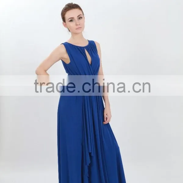 Royal Blue Chiffon Sleeveless Floor Length Latest Formal Dress Patterns photo-4
