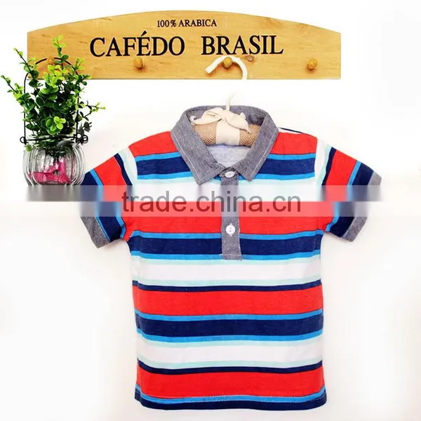Trendy Baby Kids Wear Stripe Shirts Child Short Sleeve Polo Neck T Shirt photo-5
