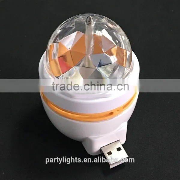 2016 Mini Plastic Led Light Bulb RGB Color Changing USB Rotating Light Disco Light photo-4