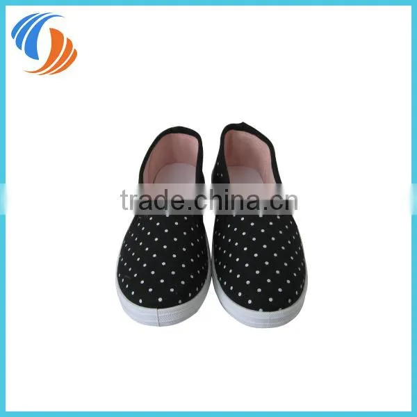 New Canvas Flat Slip On Casual Shoes Sneaker Black With White Dots photo-2