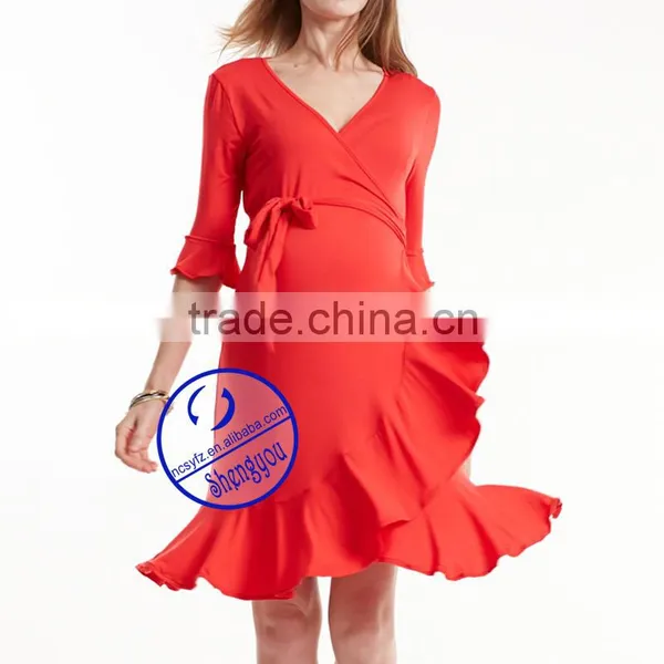 Wholesales V Neck Short Sleeve Summer Maternity Dresses photo-2