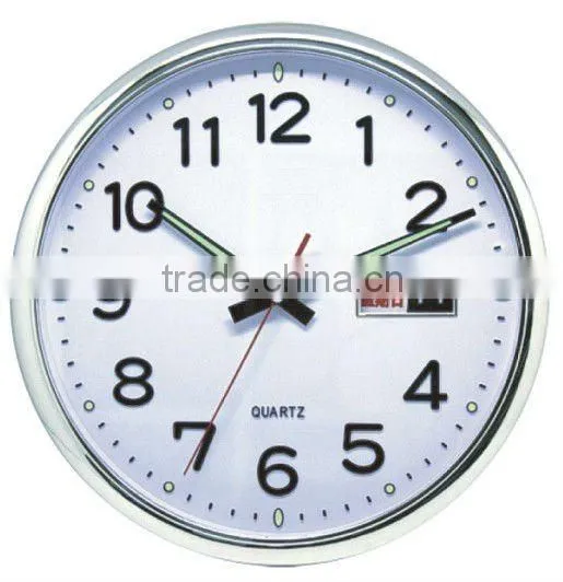 Plastic Decorative Wall Mounted Clock, Round Clock With Day Display