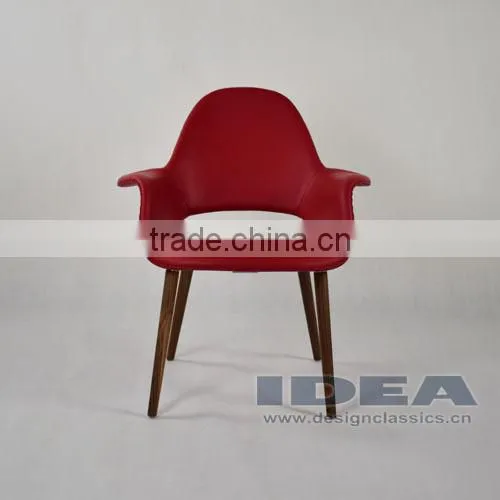 Replica Eero Saarinen Organic Chair - Red Genuine Leather photo-2