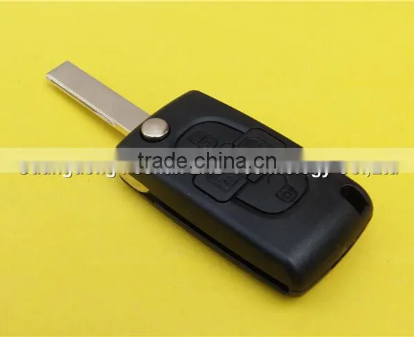 Best Selling 4 Buttons Flip Key Shell for Peugeot 407 Key Fob With Battery Place photo-4