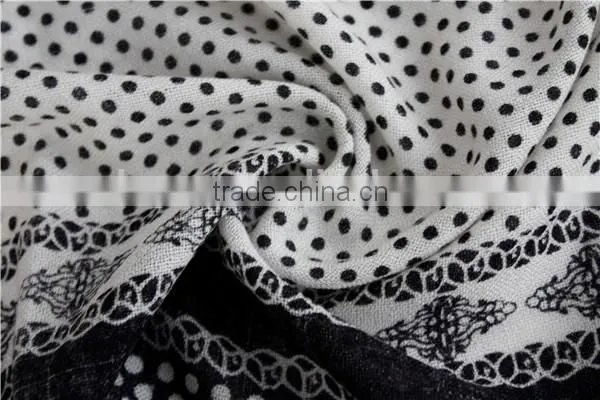 White and Black Dot Wool Long Scarf photo-4