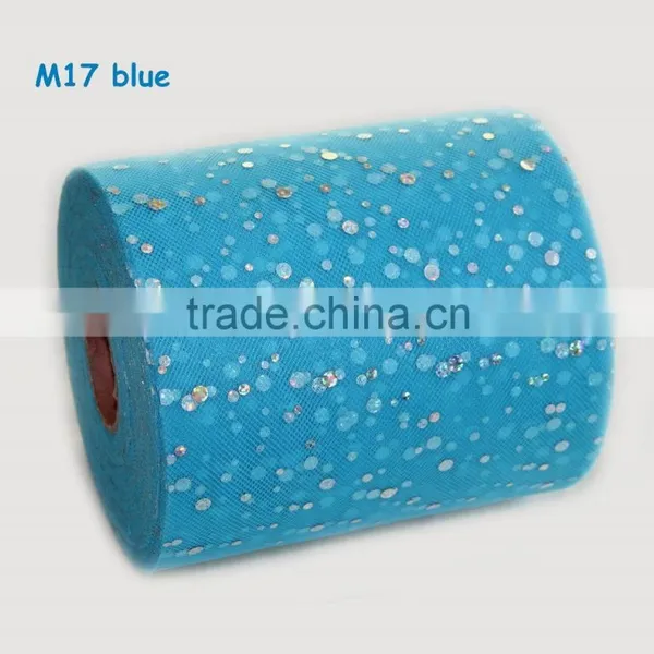 Shining Sequin Polyester Tulle 6 Inch x 100 Yards Spool Glitter Wedding Facbric Home Decoration Material photo-3