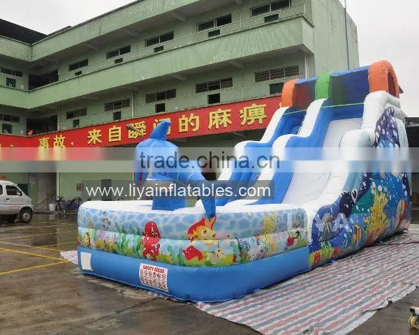 Promotional Giant Inflatable Water Slide,10m Length Water Slide With Pool photo-2