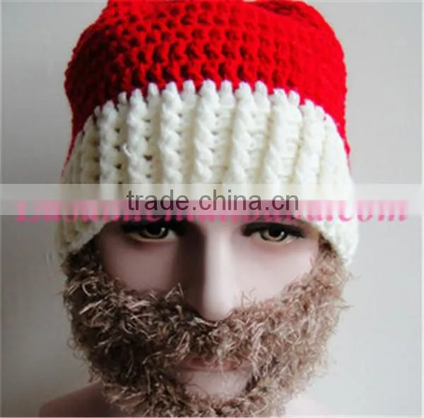Merry Christmas Wool Hat,handmade Woven Hat With Beard,wool Felt Christmas Hat photo-3