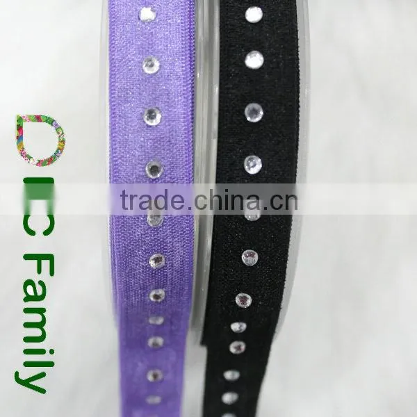 Hot Sale 5/8'' FOE Fold Over Elastic With Rhinestones photo-2