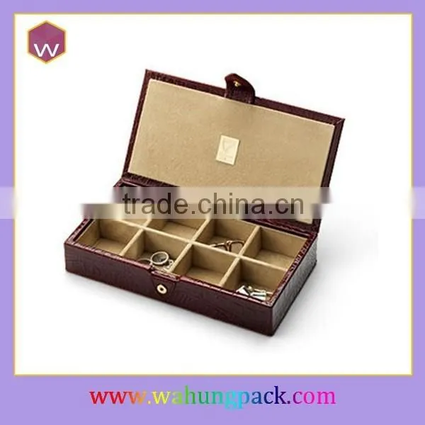 Wooden cufflink box compartment, leather box for cufflinks