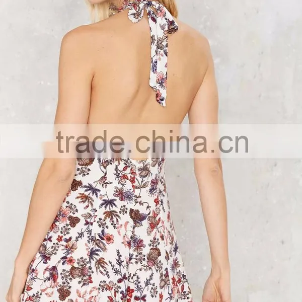 Latest Designs Women Jumpsuit , Hollow Out Halter Floral Romper 2016 photo-4