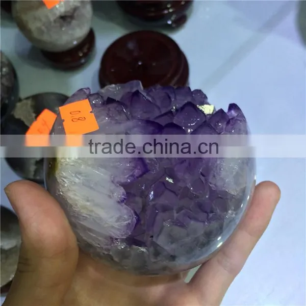 Natural Agate Geode Amethyst Geode Sphere Smile Crystal Ball photo-4