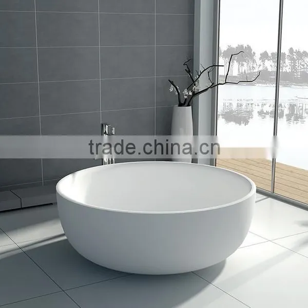 Portable Freestanding Solid Surface Bathtub,Italia Classic Design Resin Stone Round Bathtub for Bathroom Furniture photo-3