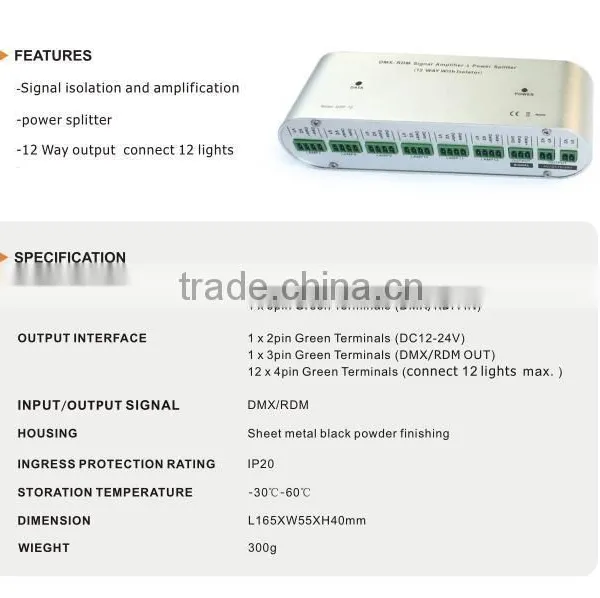 Professional DMX/RDM Signal Amplifier and Power Splitter photo-3