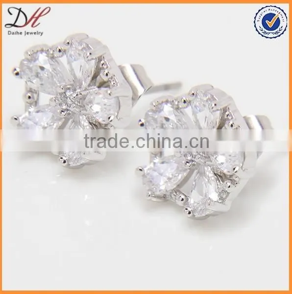 Daihe AAA Zircon Flower Lady Earrings Studs Copper Shining Custom Earrings