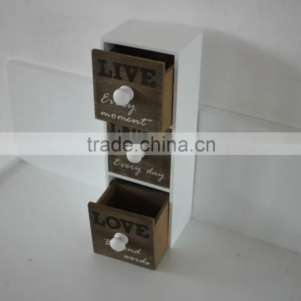 New White Wood 3-tier Tags Drawer photo-3