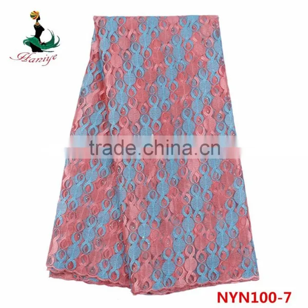 2016 Haniye Wholesale French Lace Fabric Jacquard African Net Lace Fabric/NYN100 photo-6