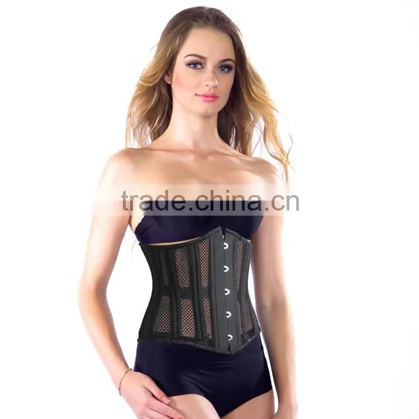 New Arrival Black Color Net Cloth 26 Double Steel Boned Women Mesh Corset Cheap Price photo-2