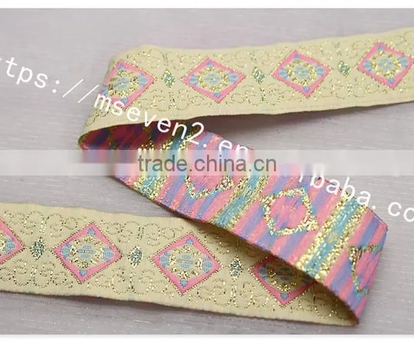 Hot Selling 2.5cm Width Gold Yarn Embroidery Webbing Belt for Garment photo-4