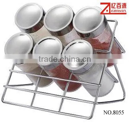 Salt and Pepper Set With Metal Rack for Kitchenware