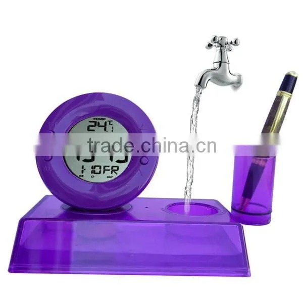 Water Power Table Alarm Clock With Pen Holder photo-6