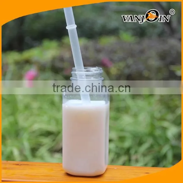 8 OZ Square PET Plastic Milk Bottle BPA Free photo-2