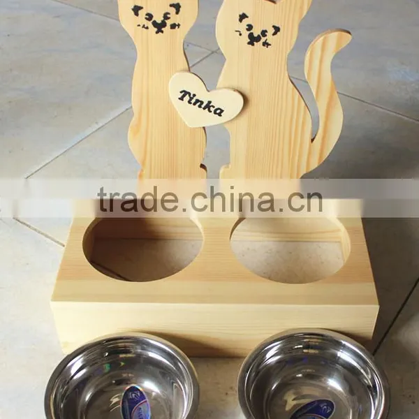 Factory Direct Small Wooden Cat Feeder/wood Cat Bowl photo-4