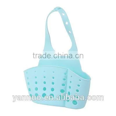 Adjustable Button Type Sink Storage Basket, Food Hanging Baskets Plastic Kitchen photo-3