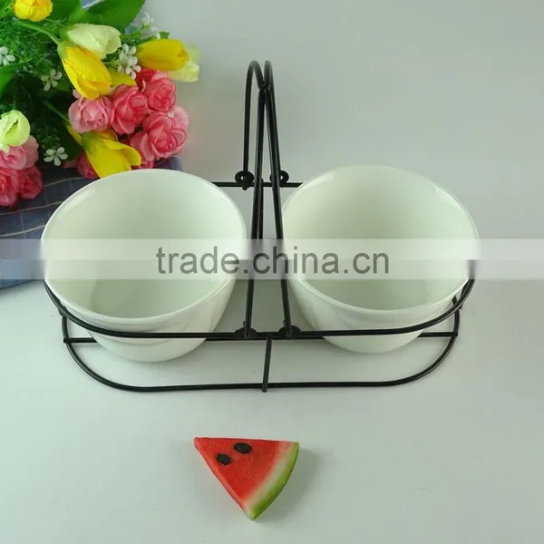 Stock Cheap White Bowl Set With Black Iron, Porcelain Rice Bowl Noodle Bowl for Home Use photo-2