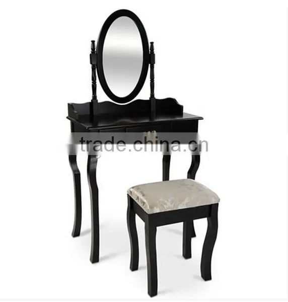 Wooden Make Up Table With Mirror and Stool, Bedroom Wooden Dresser Set, Wooden Crafts photo-2