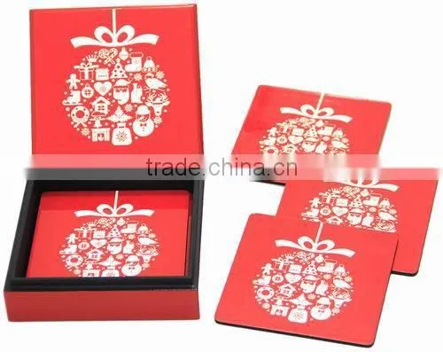 Lacquer Wooden Coasters/ Lacquered Coaster Set for Chrismast 2017 photo-3