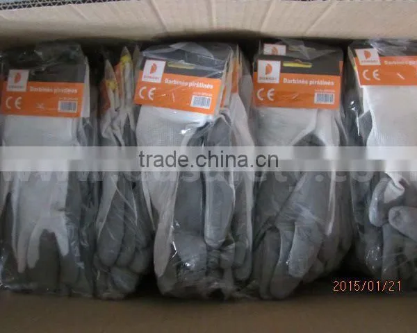 DDSAFETY Thin Nylon PU Coating Working Safety Glove Light White Nylon With Grey PU Glove photo-2