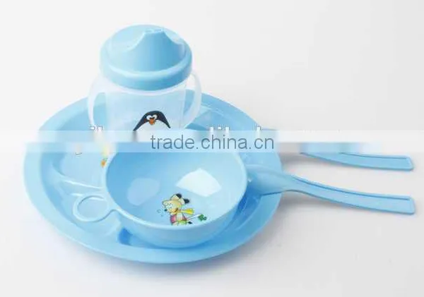 Plastic Kids Feeding Plate Set Leakproof Bento Lunch Box Container