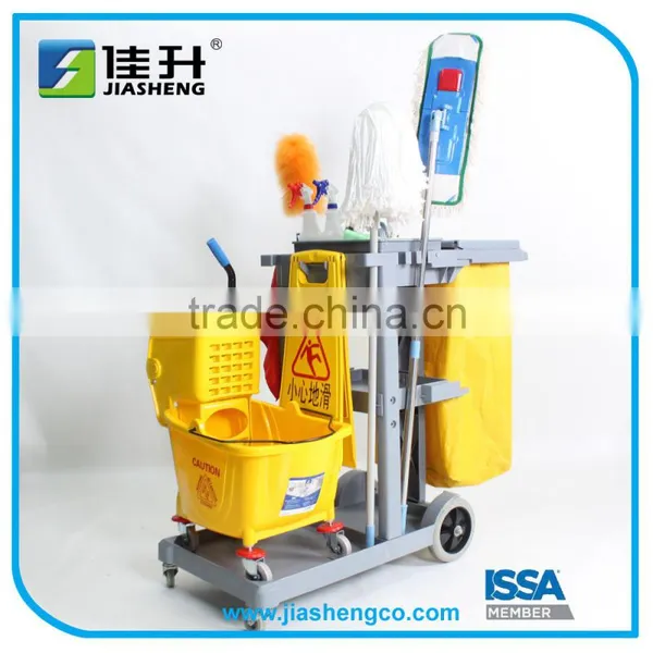 Plastic Janitor Cart Service Cart With Bag photo-3