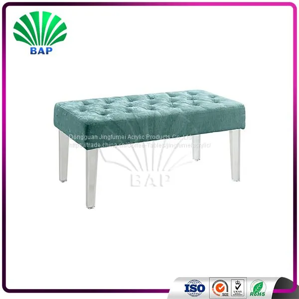 Salon Furniture Waiting Room Sofa Acrylic Piano Bench With Soft Cushion photo-2