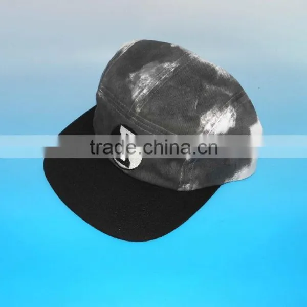 Black &white Washed Tye Dye 5 Panel Hat Sport Cap photo-2