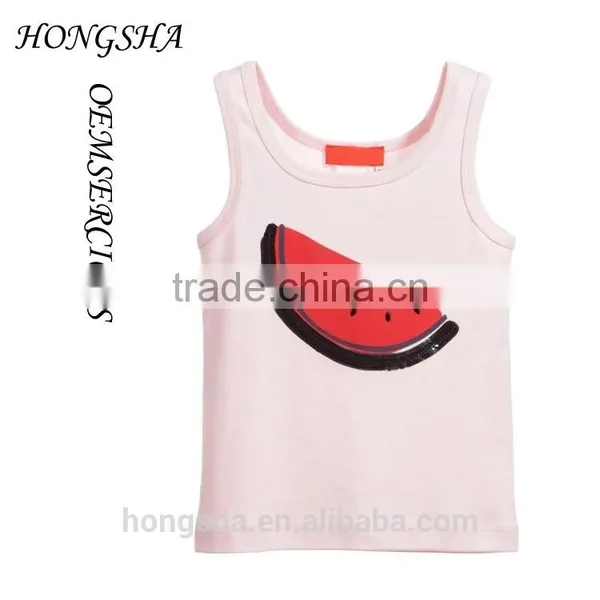 Latest Pictures Of Fancy Girls Pale Pink Sequin Watermelon Vest Tops Designs HST7834 photo-2