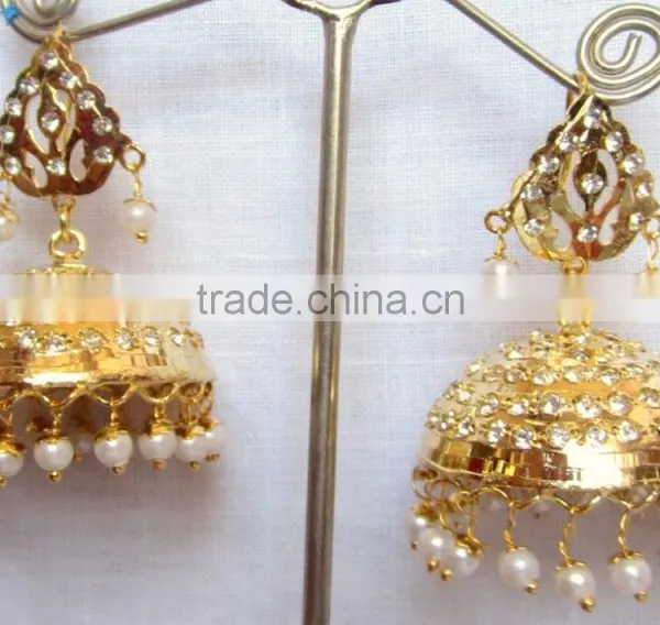 JADAU GOLD PLATED Dangler JHUMKA TEMPLE EARRINGS photo-2