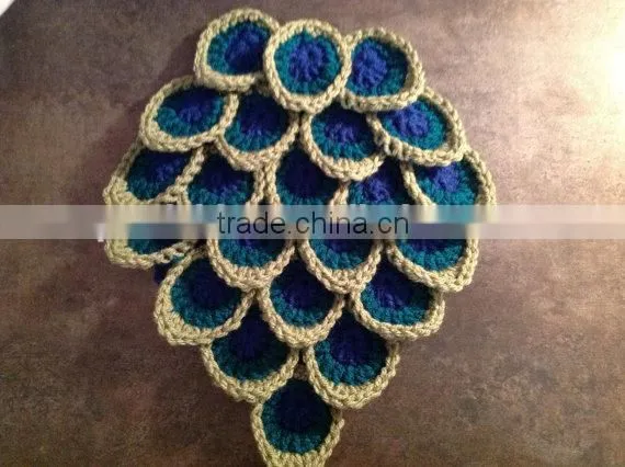 Peacock Diaper Cover Baby Bloomer With Headband Set Little Baby Winter Woolen Yarn Diaper Cover Set photo-6
