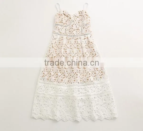 Ivory Women And Children High-end Dress Spaghetti Strap Mother and Daughter Matching photo-3