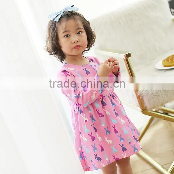 Little Girls Easter Bunny Pink Dress Baby Kids Long Sleeve Cute Rabbit Spring Dress photo-4