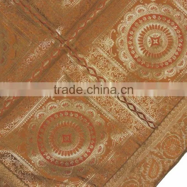 Brocade Floor Seating Cushion Cover - Gold Large Couch Pillow 26" photo-3