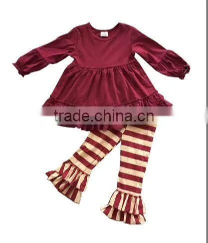 2017 New Design Baby Girl Spring/autunm Outfits Wine Red Dress With Pants Baby Suit photo-2