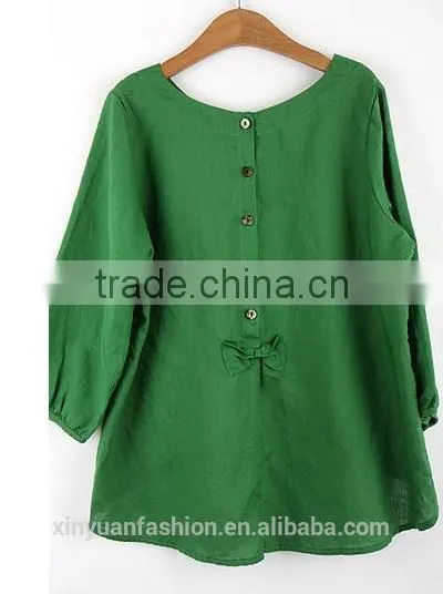 Women Linen Blouse Tops Linen Fabric Clothing Apparel Factory Wholesale photo-6