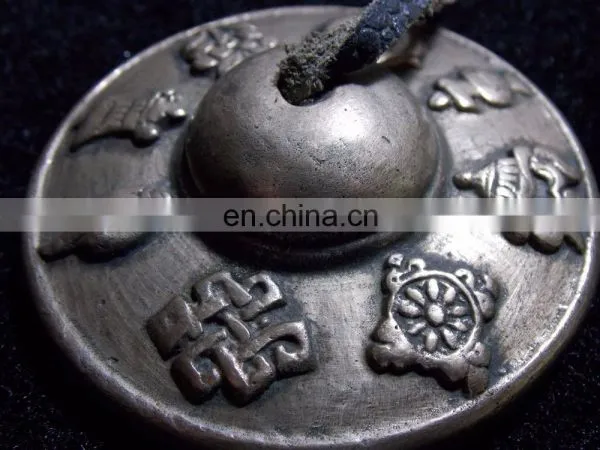 Old Tibetan Buddhist Bronze 6 Mantras Tingsha Cymbals Vintage-Tibet-Tibetan-Nickel-Tingsha-Cymbals-Auspicious-Symbols Buddhist photo-3