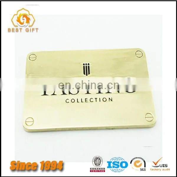 Wholesale Custom Cheap Hardware Handbag Accessories Decoration Embossed Metal Logo Plate photo-3