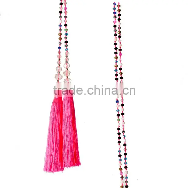 China Fashion Custom Made Crystal Necklace, Wholesale Beaded Tassel Necklace photo-2