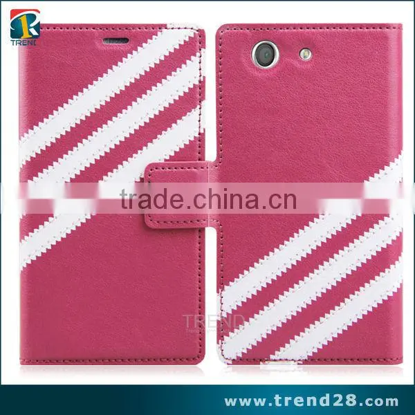 Android Mobile Phone PU Wallet Leather Case for Sony Z3 Mini